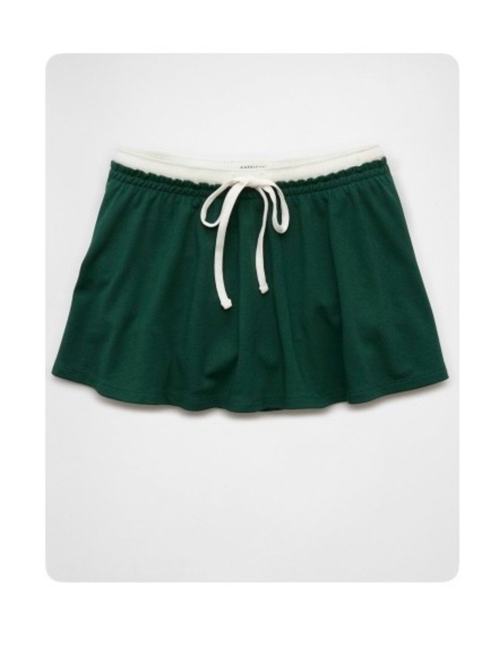 American Eagle Outfitters Green and Cream Drawstring Waist skort